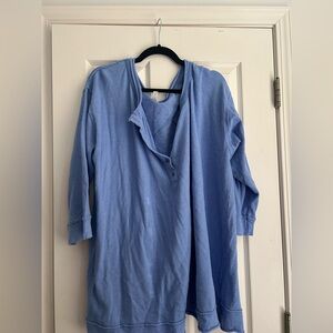 Free people organic cotton oversized lounge set in misty dawn; size L; $50